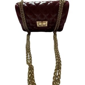 Elegant Burgundy Quilted Chain Bag